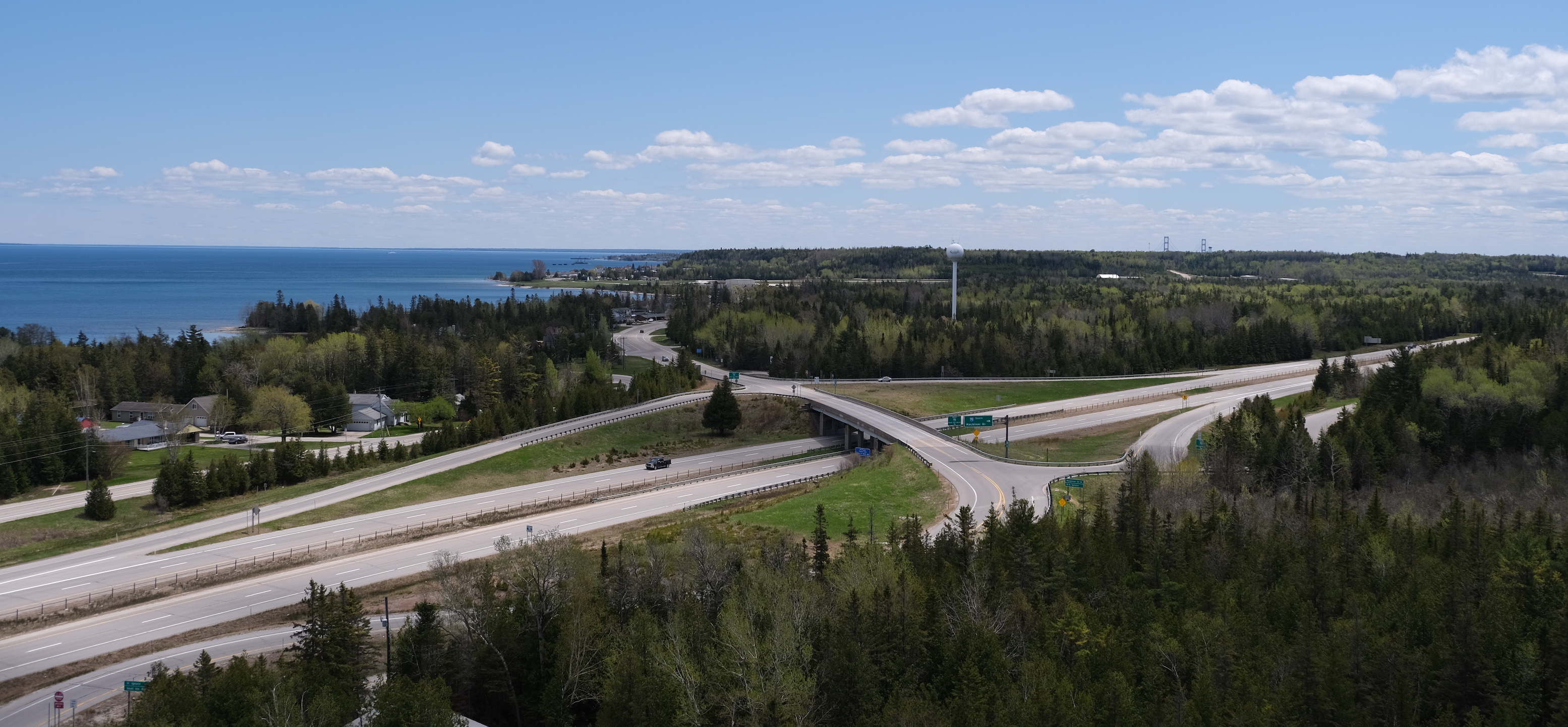 I-75, then the Mackinac County Airport, then St. Ignace