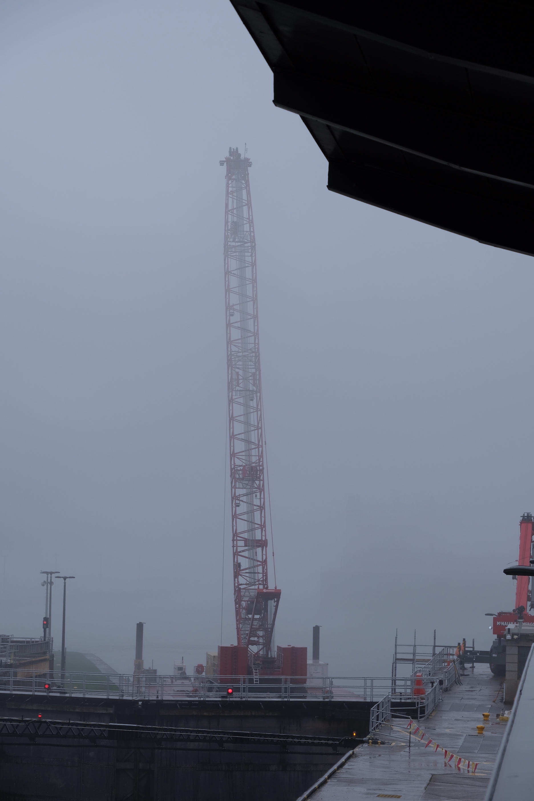 Foggy scene at the Soo Locks