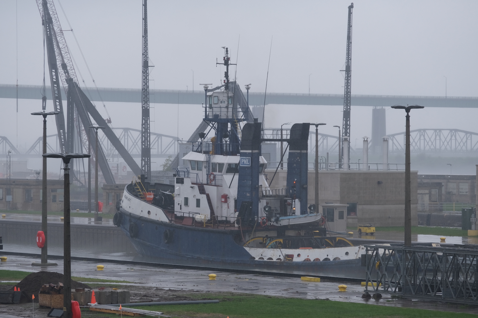 Soo Locks Lifting Boat High