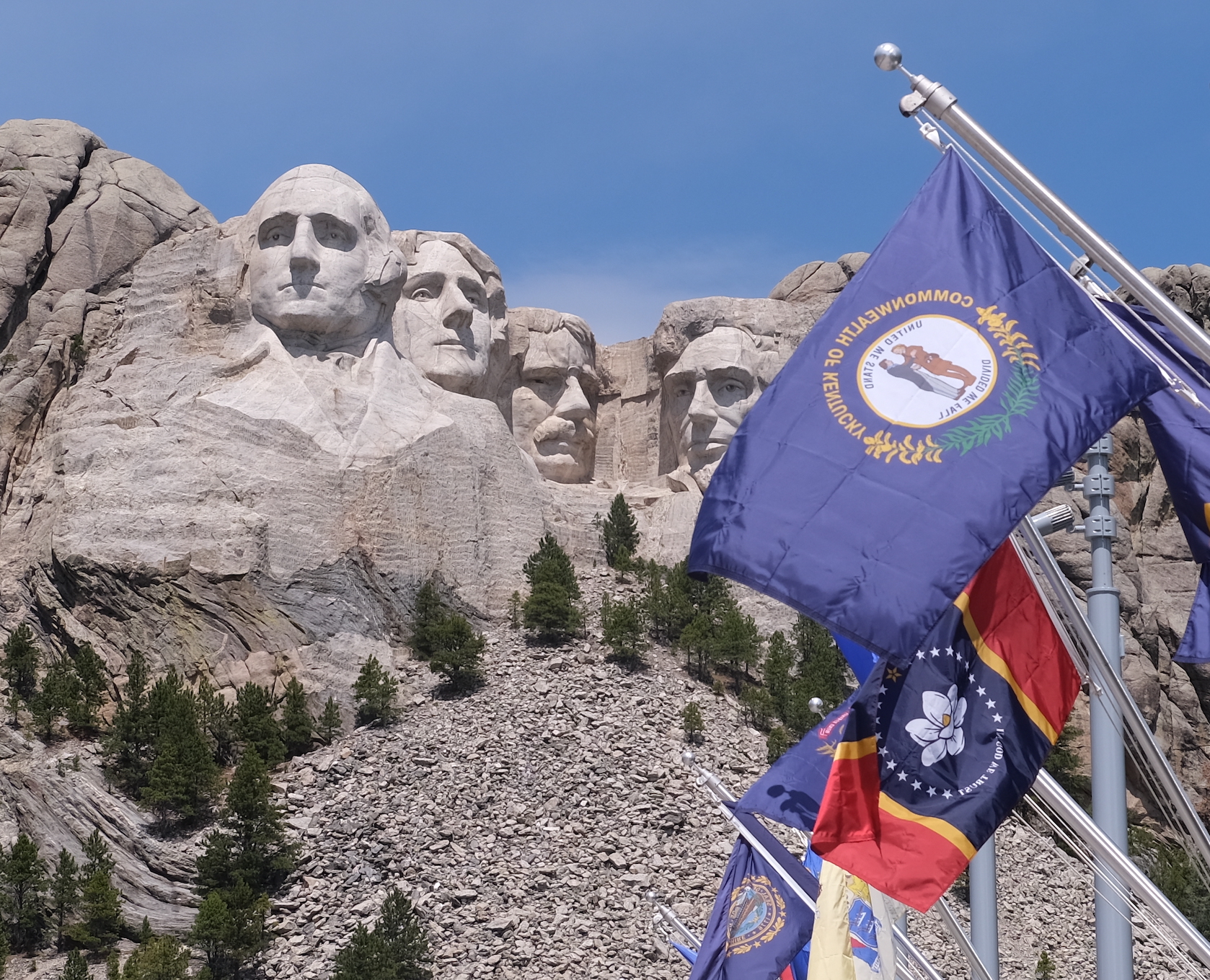 Kentucky Flag Flying at Mount Rushmore