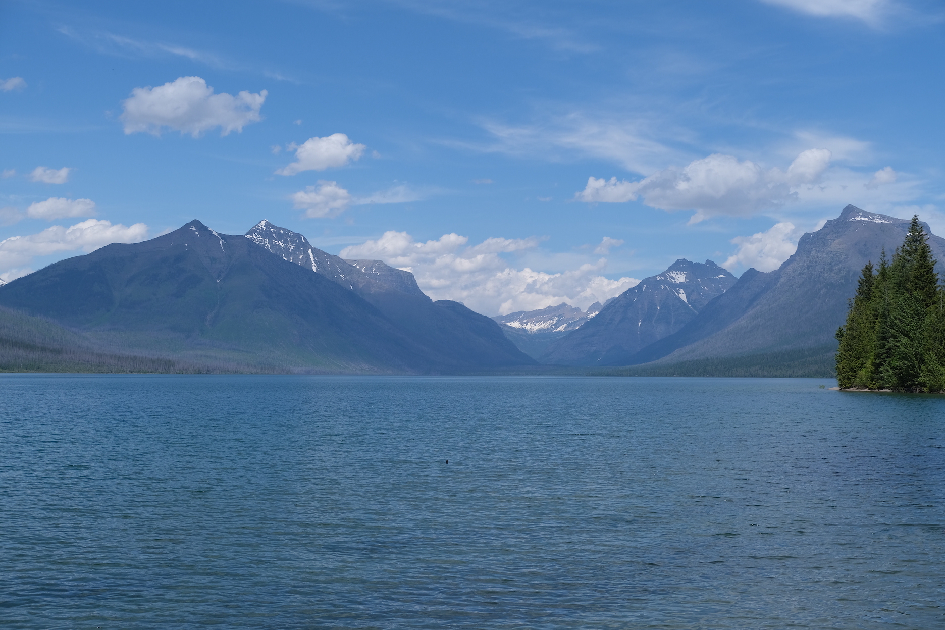Lake McDonald with mountains in the background