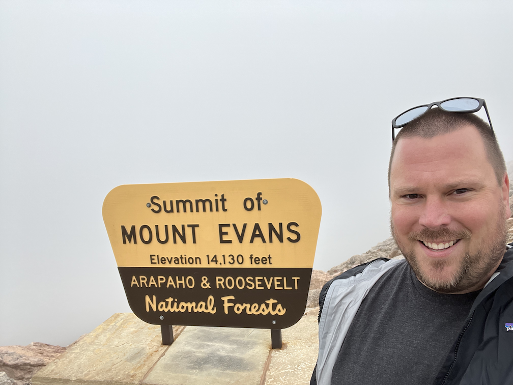 Mt. Evans Summit in the clouds