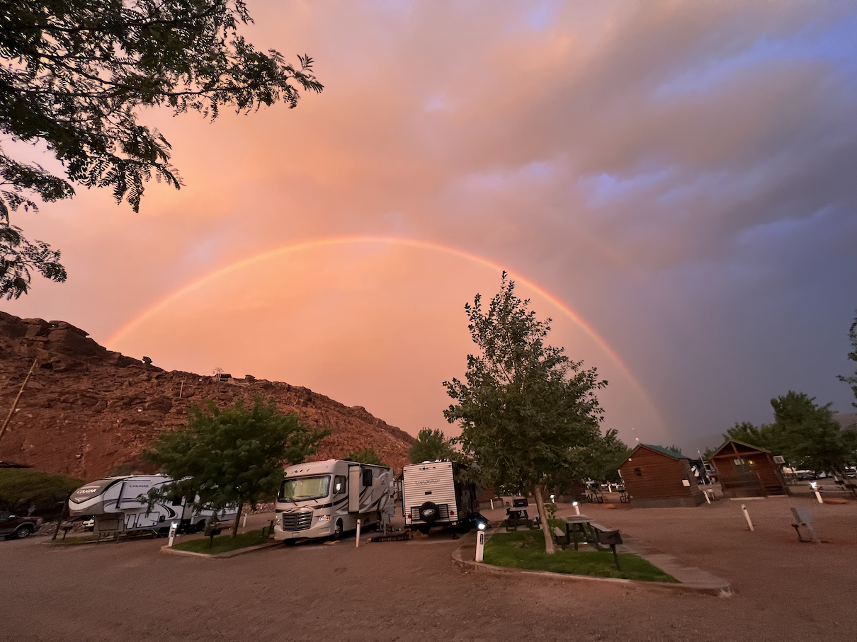 Double rainbow at sunset