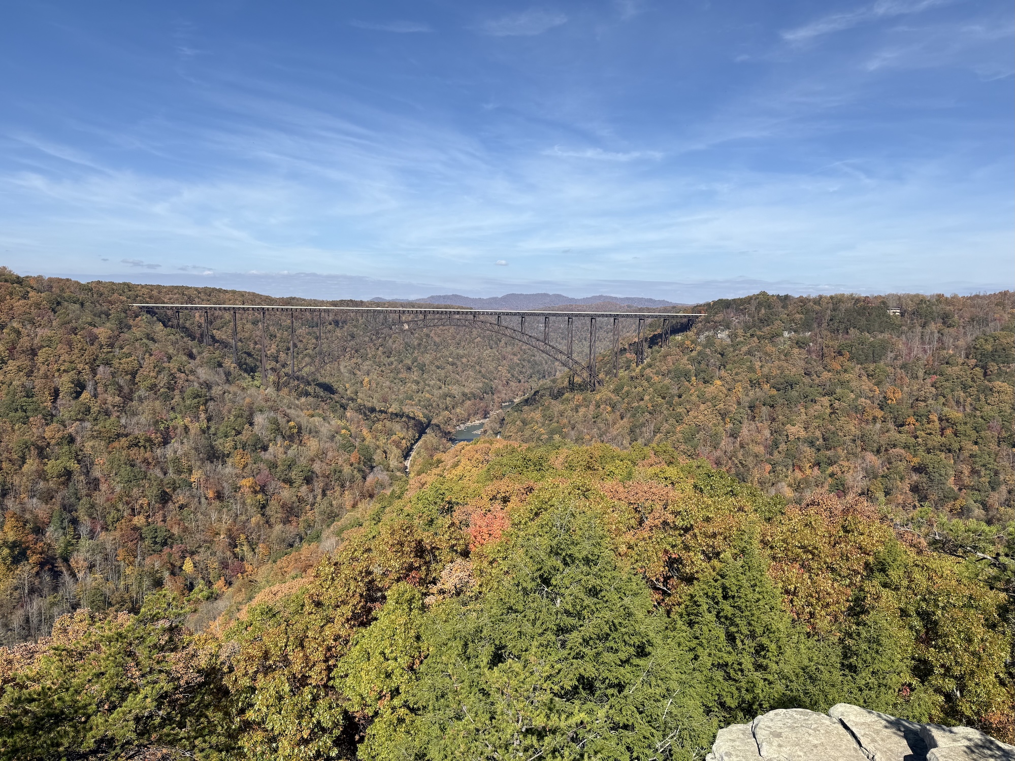 Final view from the Long Point Trail of the New River Gorge Bridge