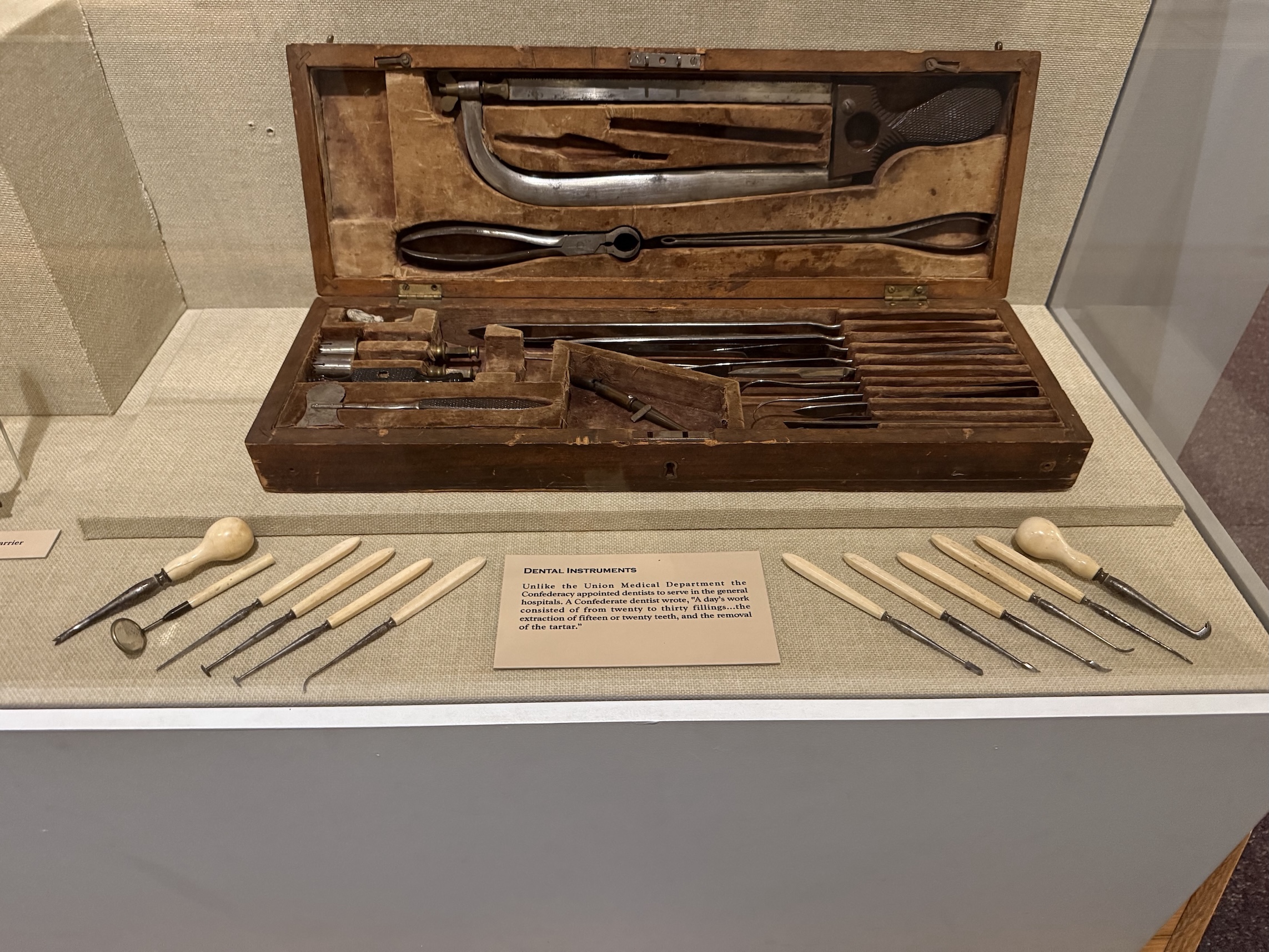Dental tools and a surgeon&rsquo;s kit from the Civil War