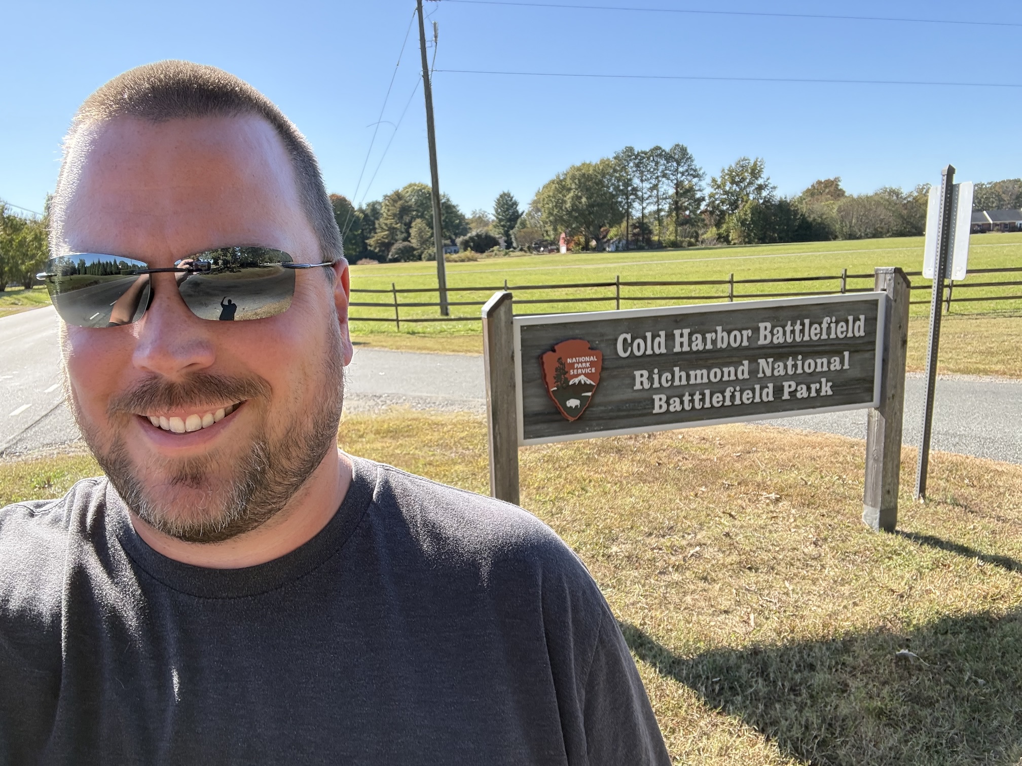 Me in front of the Cold Harbor Battlefield sign